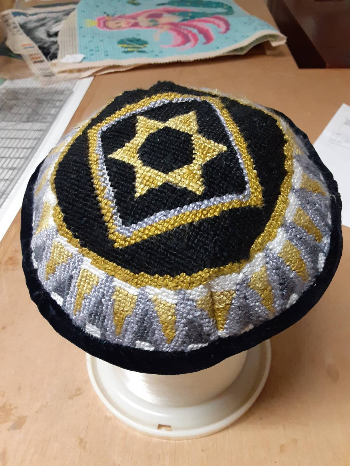Yarmulke Needlepoint Finishing Service Yarmulke With Cotton Etsy UK