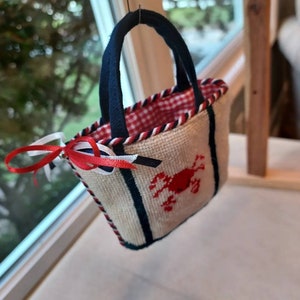 Mini Fillable Ornament Needlepoint Finishing Service: Mini, Lined, Fillable Ornament with Twisted Trim and Bows