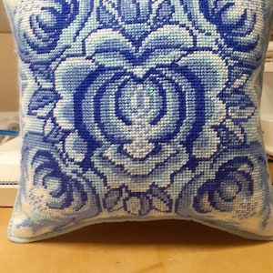 Flat Front Needlepoint Pillow with Cording and Invisible Zipper Finishing Service