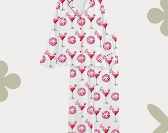Discomartini-pyjama – roze cocktailnachtkledingset – Bachelorette Party & Girls Night In