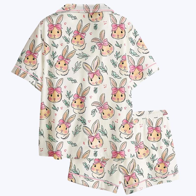 Bunny Pajama Set – Rabbit Print Sleepwear, Easter Loungewear for Women ...