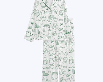 St. Patrick's Day-pyjama - Lucky Shamrock bijpassende loungeset - feestelijke Ierse nachtkleding voor dames