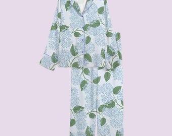 Hydrangea Pajama Set – Floral Short Sleeve Pjs – Bridesmaid & Mother's Day Gift