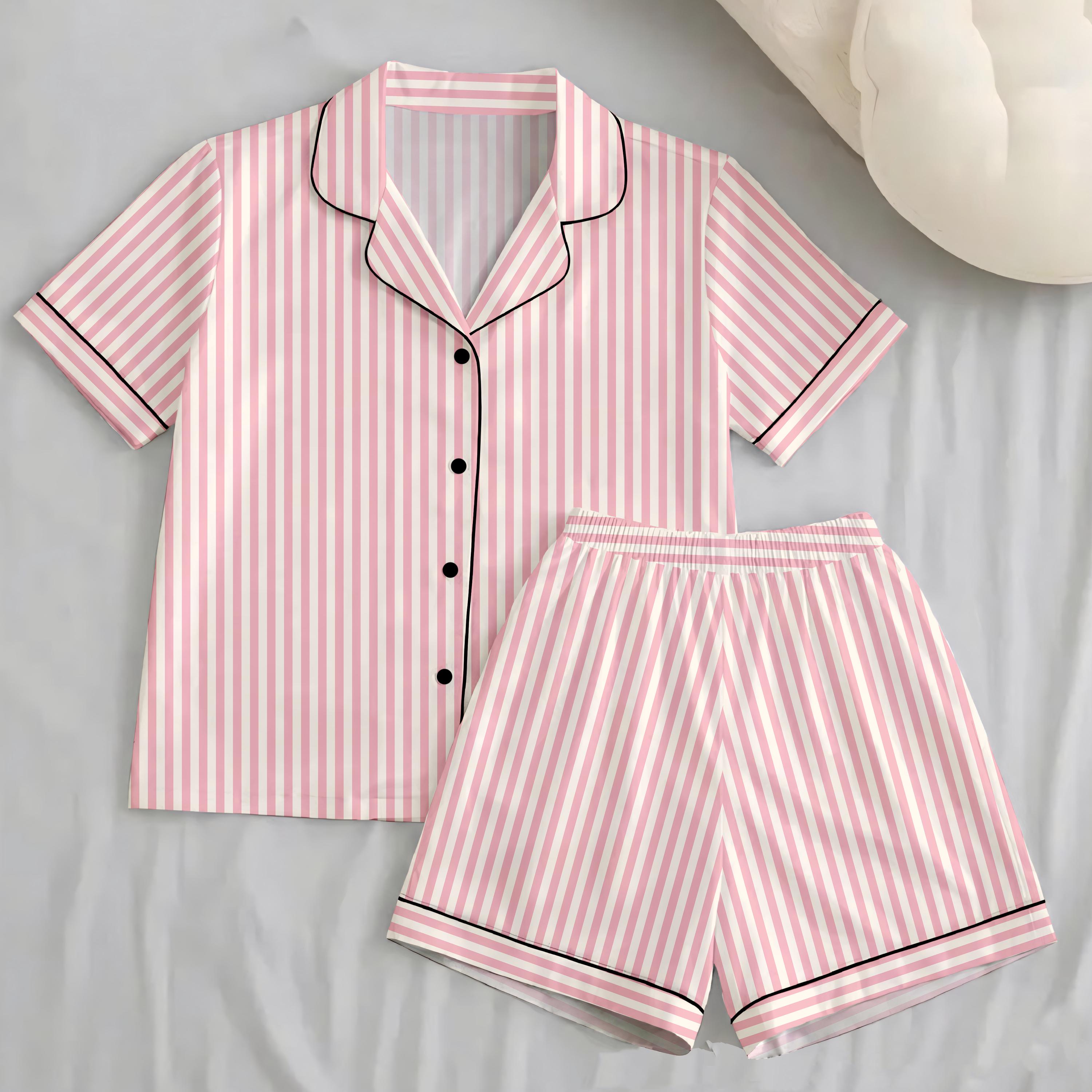 Short Victoria's Secret Rayures Roses Appliqué Rose - Neuf Avec étiquette