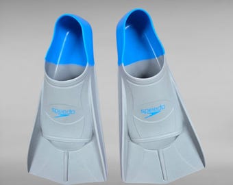Speedo Short Blade Swim Training Fins blue and gray X-large