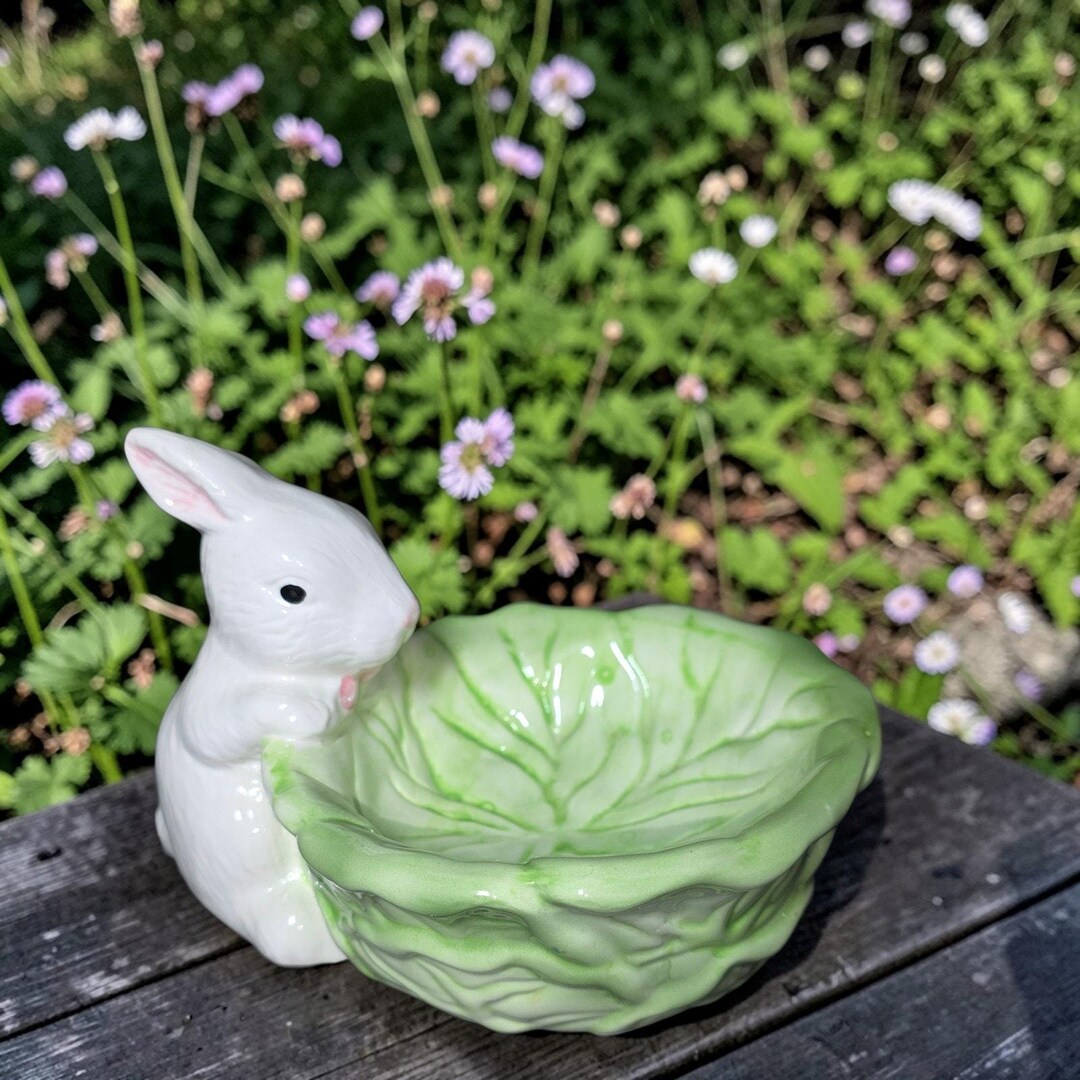 Vintage CBK Ceramic Rabbit Cabbage Bowl Spring Farmhouse Decor - Etsy