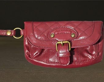 Cartera de mano vintage de piel acolchada roja – Bolso de mano Tignanello