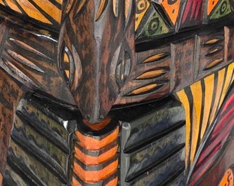Máscara de madera de demonio cobra Naga Raksha de Sri Lanka tallada a mano, arte popular para colgar en la pared