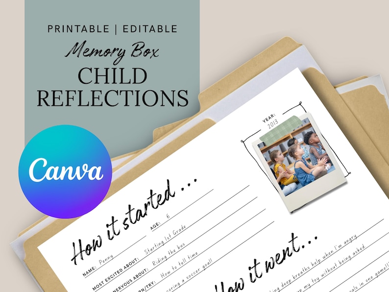 Printbare jaarlijkse reflectiepagina voor kinderen | Schoolherinnering (digitale download) afbeelding 1