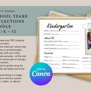 Editable Children’s Keepsake | School Years Memory Box Printable | K-12 Organizer (PDF Bundle) image 2