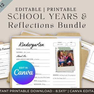 School Years Memory Box | Keepsake Reflection Pages (PDF Bundle