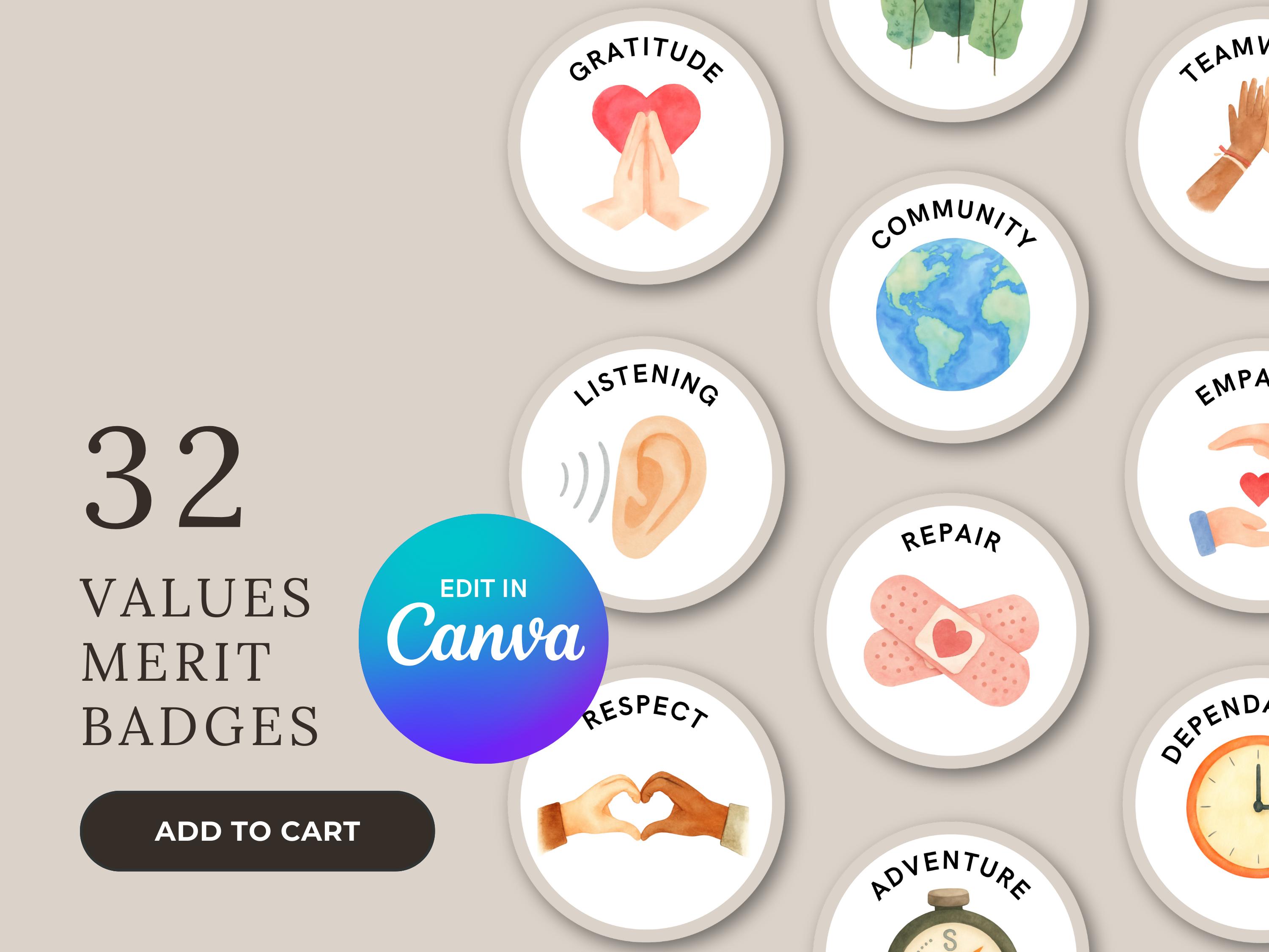 Printable Values Pennant & Merit Badges | Kids Character Reward System ...