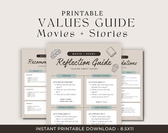 Printable Movie + Book Pairings Family Values Guide | Conversation Prompts for Families | Intentional Parenting Tool