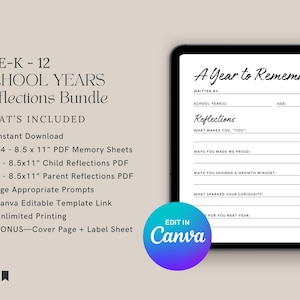 Editable Children’s Keepsake | School Years Memory Box Printable | K-12 Organizer (PDF Bundle) image 3