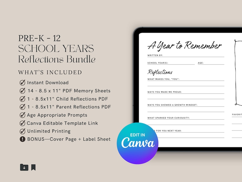 Editable Children’s Keepsake | School Years Memory Box Printable | K-12 Organizer (PDF Bundle) image 3