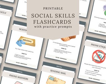Social Skills Flashcards for Kids Printable | Conversation, Manners & Friendship Skills | SEL Learning Cards (PDF)