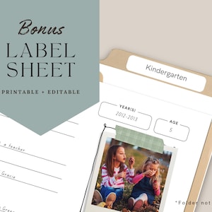 Editable Children’s Keepsake | School Years Memory Box Printable | K-12 Organizer (PDF Bundle) image 6