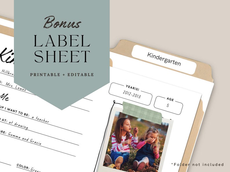 Editable Children’s Keepsake | School Years Memory Box Printable | K-12 Organizer (PDF Bundle) image 6