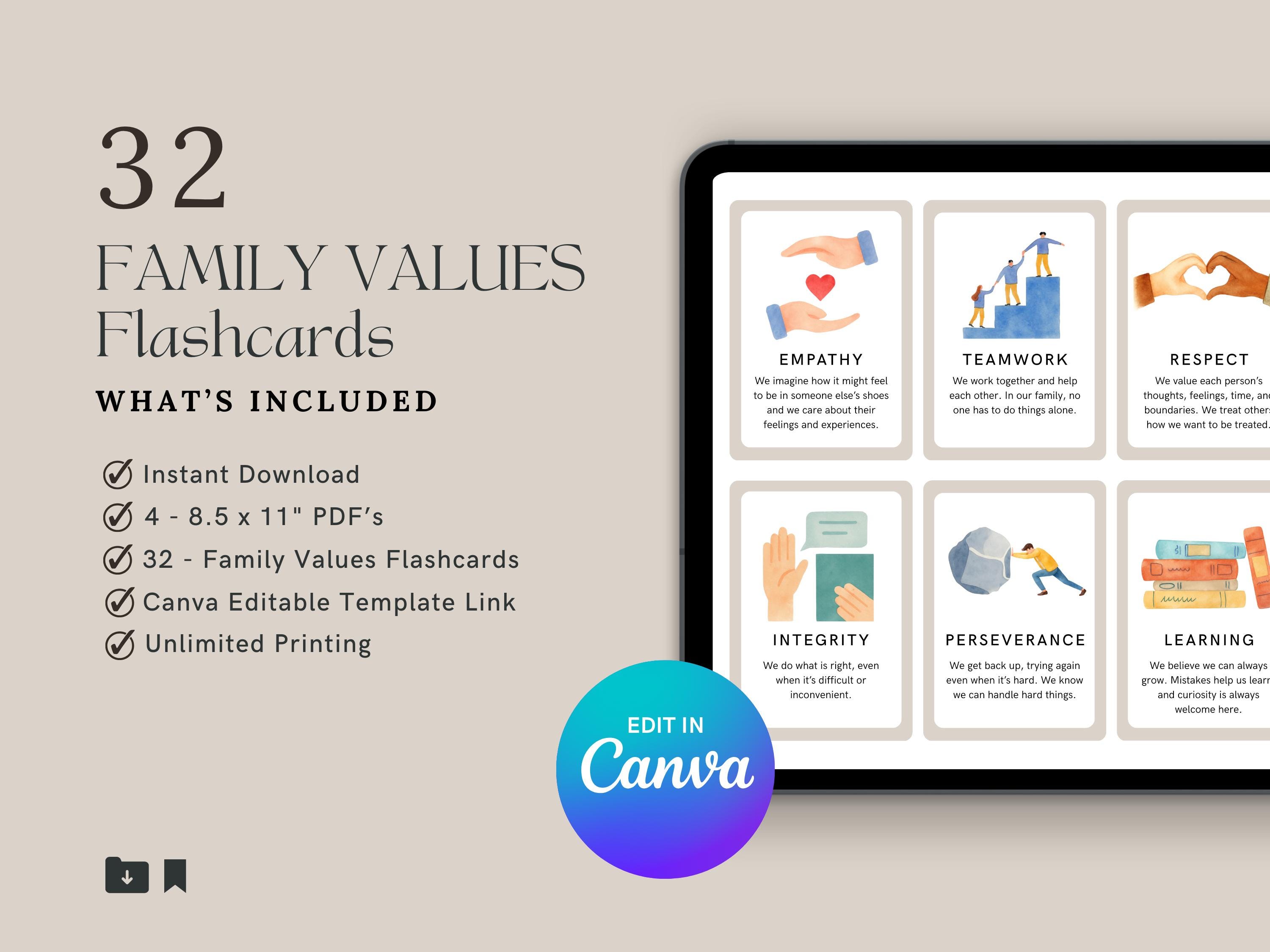 Our Family Values Worksheet.pdf Printable & Editable | Family Values Flashcards for Kids | Character ...