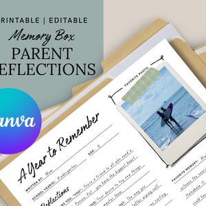 Printable Yearly Parent Reflections Page | Memory Box System | Instant PDF Download