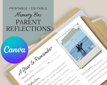 Printable Yearly Parent Reflections Page | Memory Box System | Instant PDF Download
