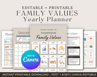 Family Values Yearly Planner | Intentional Parenting Calendar (Digital PDF)