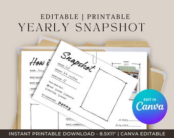 Printable & Editable | Yearly Snapshot | School Memory Postcard | Edit in Canva | Instant Printable PDF Download