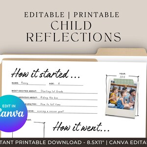 Printbare jaarlijkse reflectiepagina voor kinderen | Schoolherinnering (digitale download) afbeelding 2