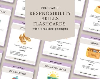 Responsibility Skills Flashcards | Kids' Chores & Independence (PDF Printable)