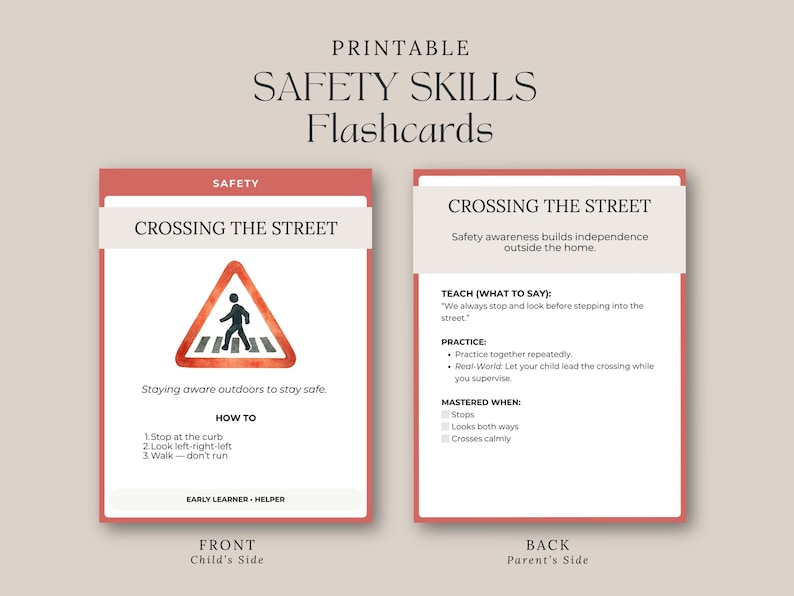 Printable Safety Skills Flashcards for Kids | PDF Emergency ...