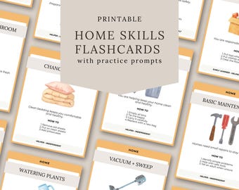Home Skills Flashcards | Montessori Practical Life, Kids Chores (PDF Printable)
