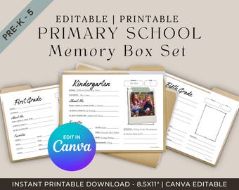 Primary School Memory Box Pages | PreK-5 Keepsake Bundle (Digital Download)