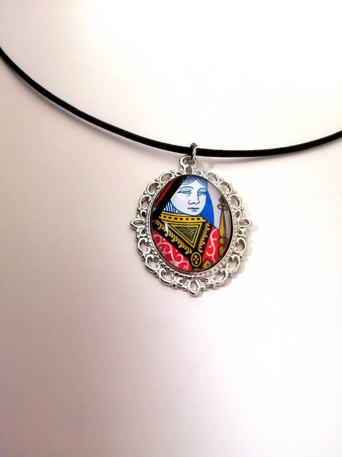 Queen of Spades Card Pendant Necklace Etsy