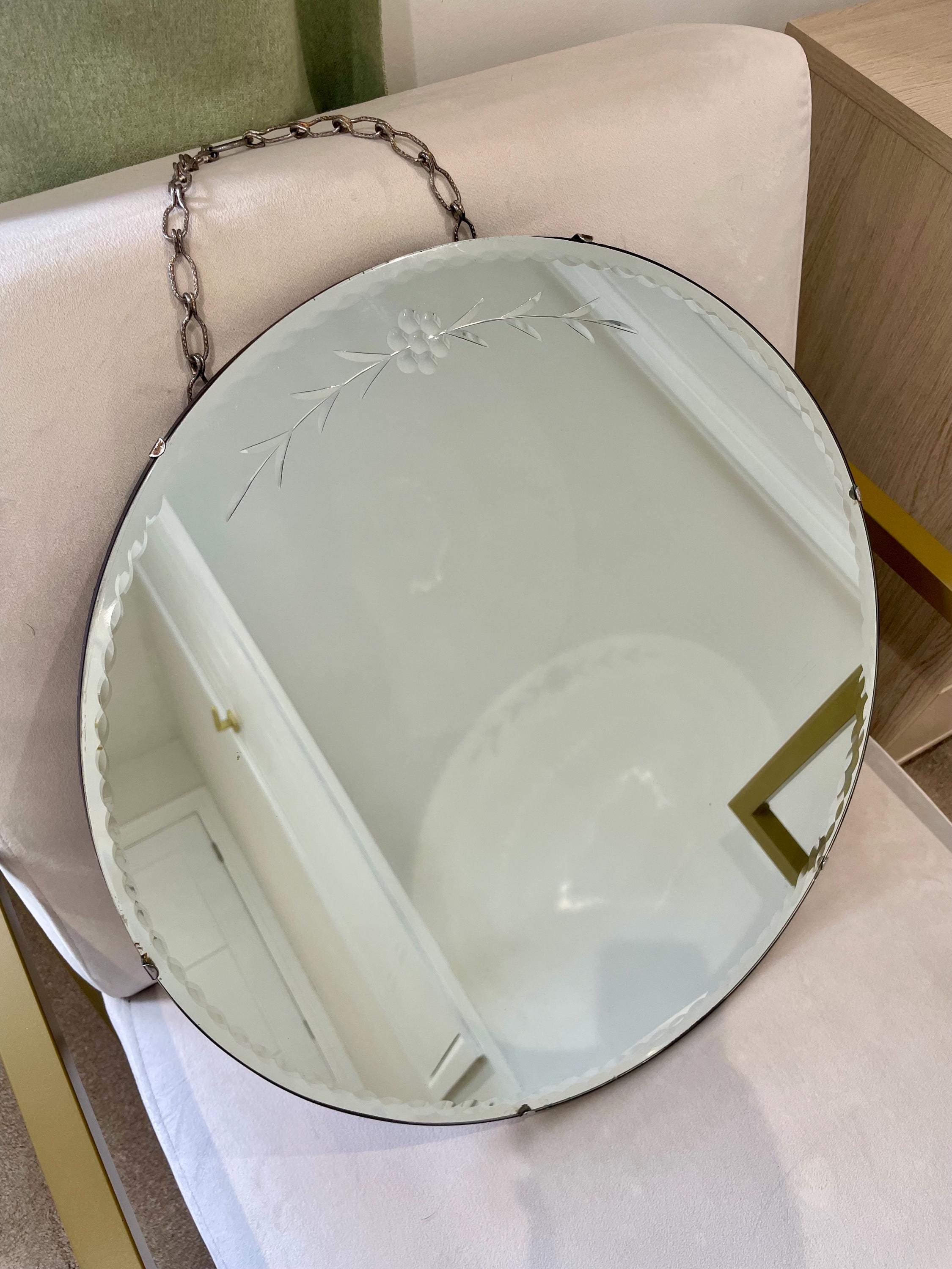 Antique Round Beveled Mirror - Etsy