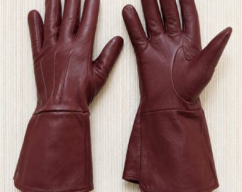 Guanti lunghi da uomo in vera pelle, con polsino lungo, ideali per costumi medievali, rinascimentali e cosplay.