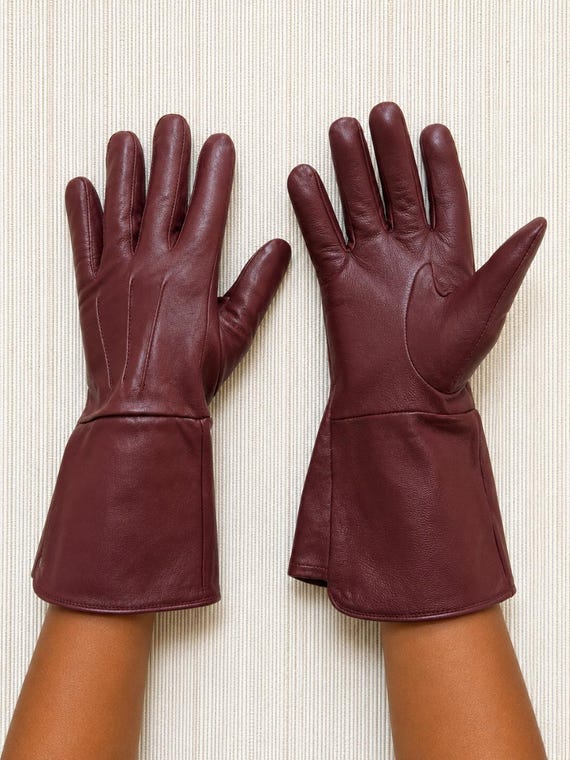 Men's Genuine Leather Gauntlet Gloves, Long Cuff Medieval Costume Renaissance Cosplay
