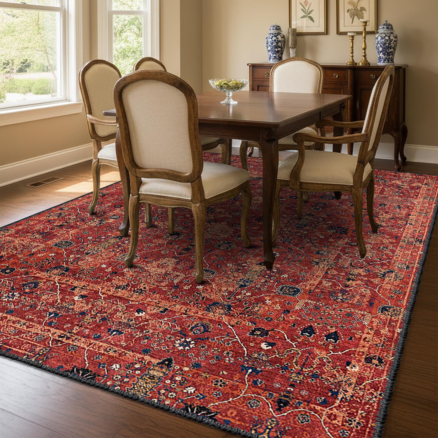 Vintage Persian Style Red Rug, Distressed Oriental Area Rug ...
