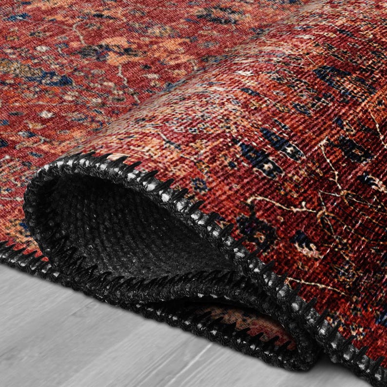 Vintage Persian Style Red Rug, Distressed Oriental Area Rug ...