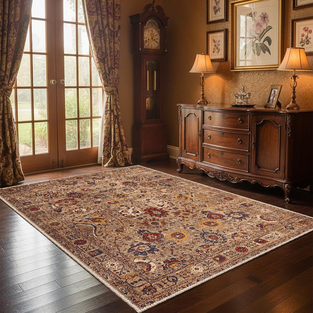 Vintage Persian Style Area Rug, Beige Oriental Carpet - MV 812 - Etsy