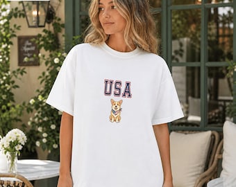 Corgi T-shirt för 4 juli-hundar, Corgi-t-shirt för män, 250 juli-hundar, present till hundälskare