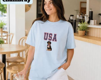 Unisex-t-shirt i komfortfärg, USA-t-shirt med tax, patriotisk taxgrafik, 4 juli-t-shirt med tax, hundt-shirt med tax