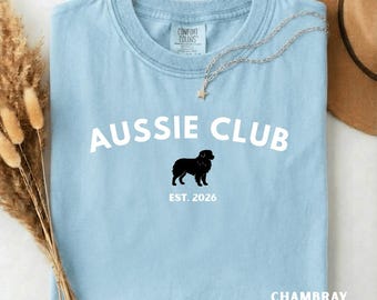 Aussie Club hundgrafiktröja, australisk herdehund, hundälskare, gåva