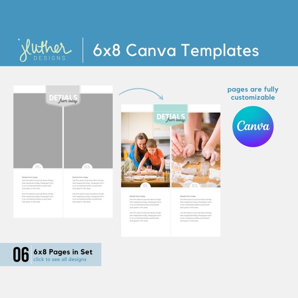 6x8 Everyday Stories | No. 1 - Fully Customizable Canva Templates for Memory Keeping