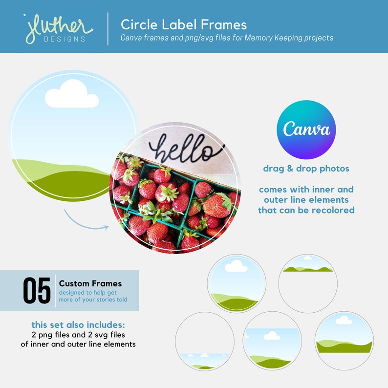 Custom Circle Label Frames Canva Frames and Png/svg Files - Etsy