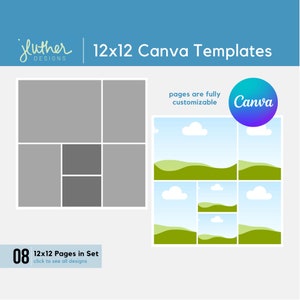 Serie de diseño de cuadrícula de 12 x 12 / N.° 1: Plantillas de Canva totalmente personalizables para guardar recuerdos