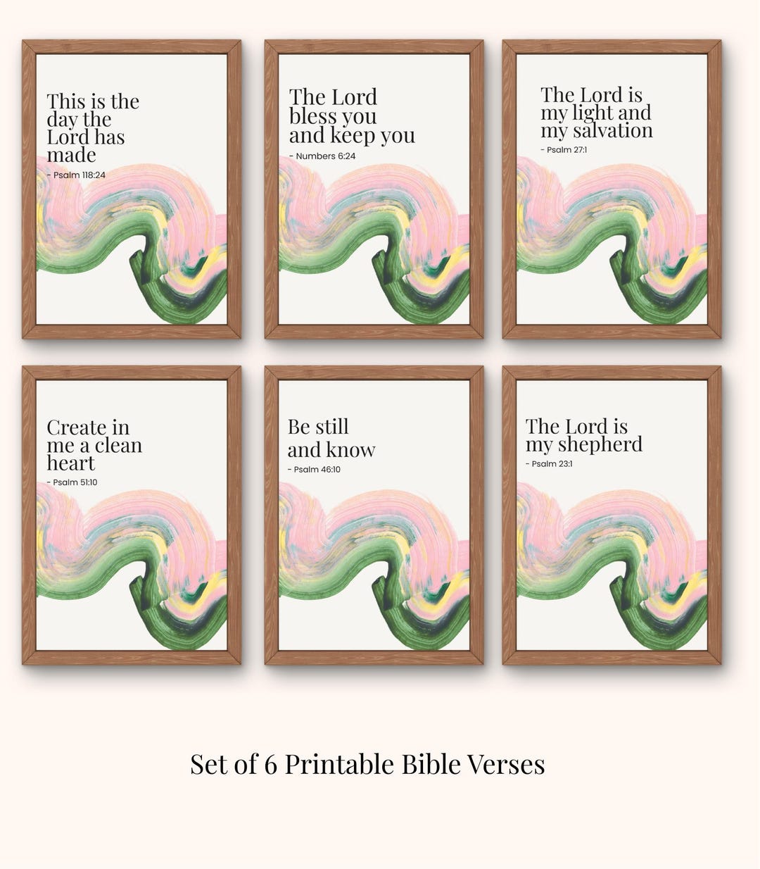 Abstract Christian Scripture Prints, Set of 6, Psalm Verses (digital ...