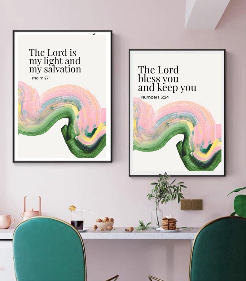 Abstract Christian Scripture Prints, Set of 6, Psalm Verses (digital ...