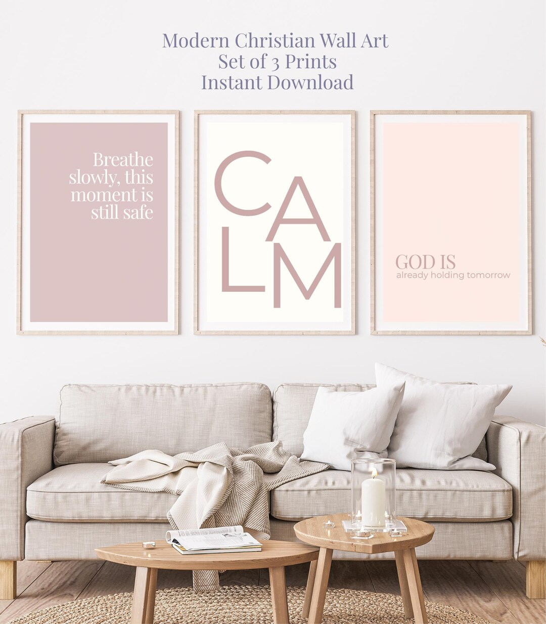 Calming Faith Christian Calm Wall Art Set of 3 | Faith Inspired Printable | Breathe ...