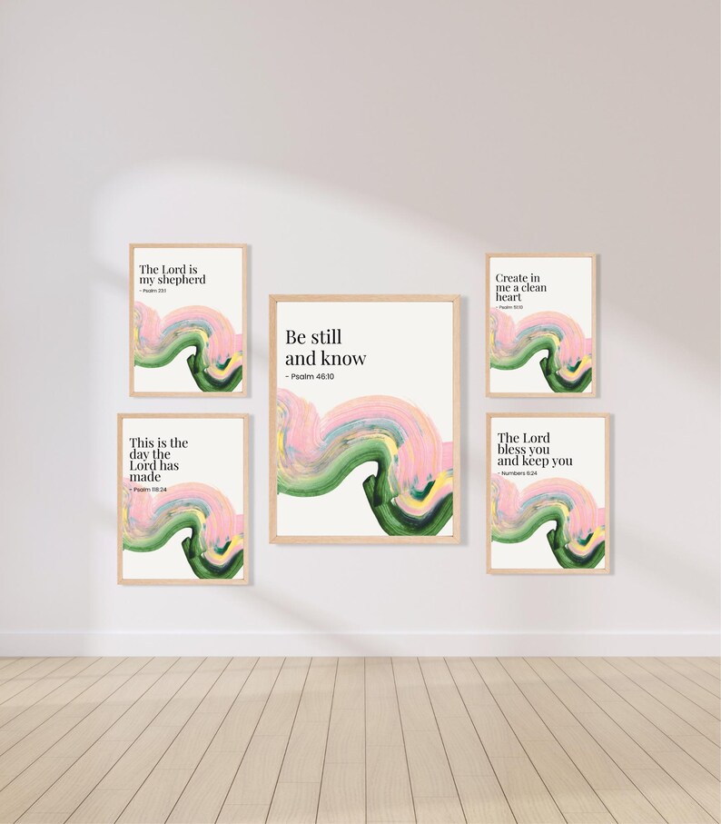 Abstract Christian Scripture Prints, Set of 6, Psalm Verses (digital ...