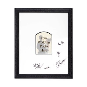 Wedding Guest Book Alternative - Signature Frame in Antique Black (16&quot;x20&quot;) for 5&quot;x7&quot; Photo w/ 3 Unique Double-Matted Designs! Wedding Decor
